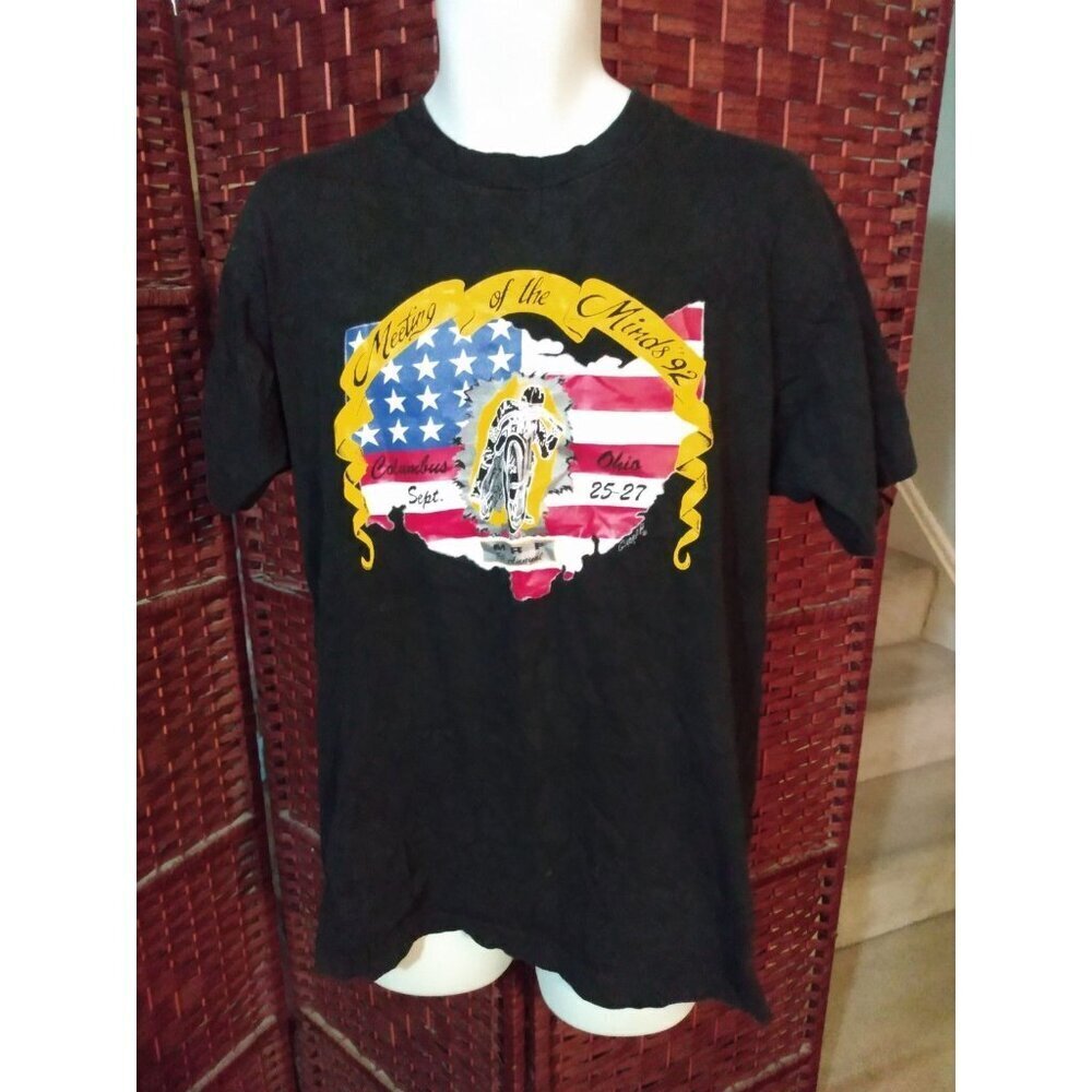 Vintage 90s Motorcycle Riders Foundation Meeting Of the Minds T shirt LRG Biker